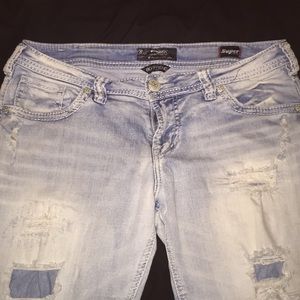 Silver Super Stretch Boyfriend  capris